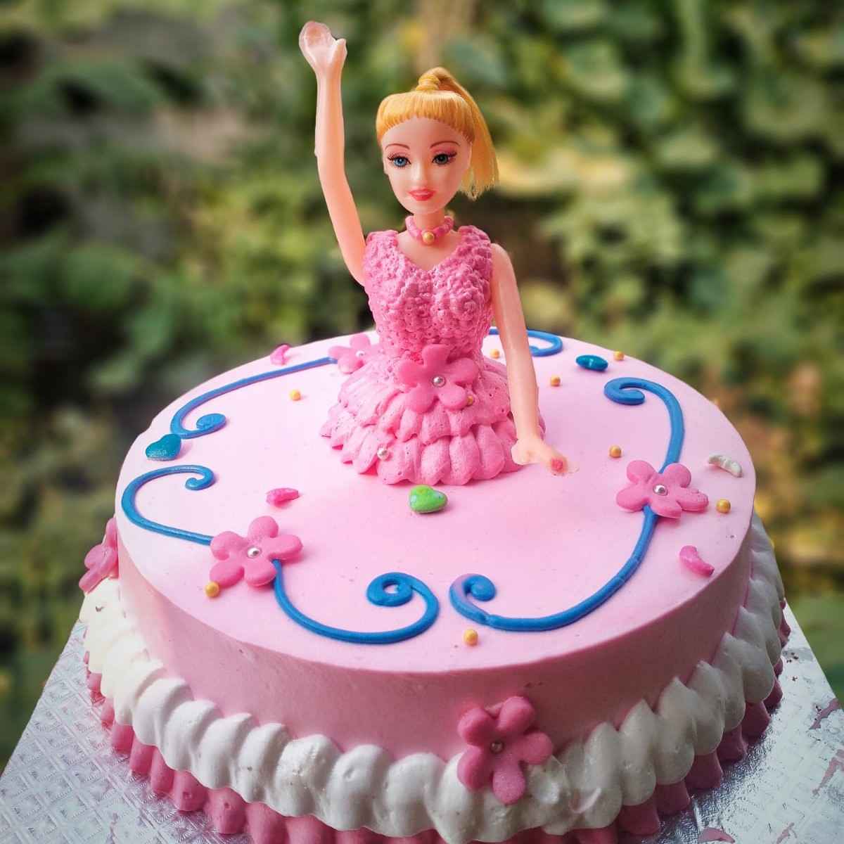 Doll Birthday Cake • Delivered • Phoenix • Silver Rose Bakery